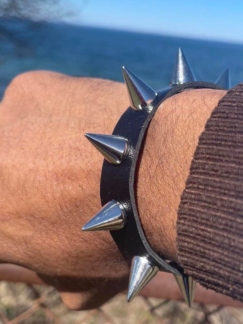 Gothic PU leather spike Bracelet - Punk alternative Emo wristbands - studded